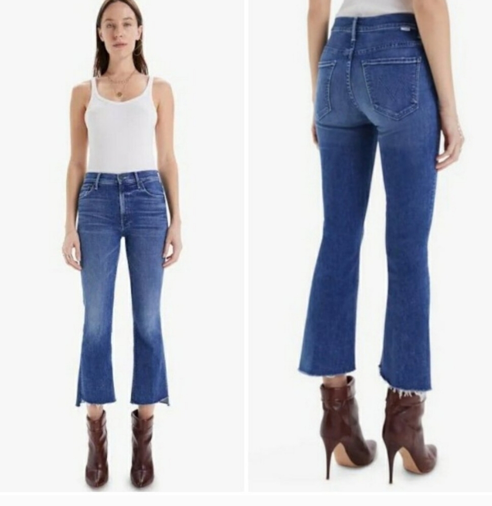 MOTHER Blue Ankle Length Cropped Jeans with High Waist size 27